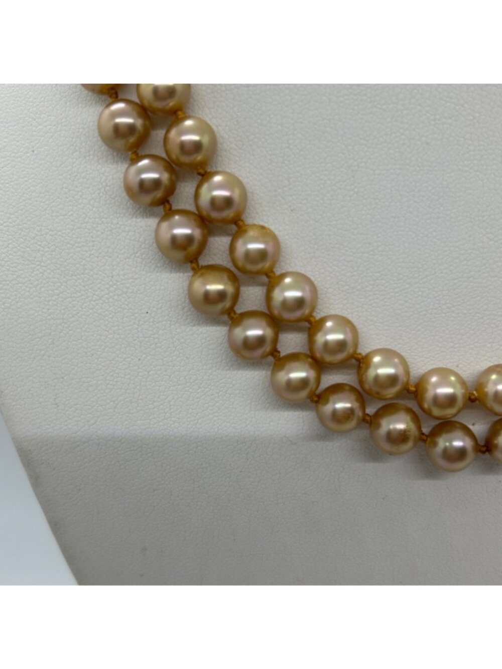 Vintage Marvella Double-Strand Glass Pearl Necklace With Ornate Gold-Tone Clasp - Picture 2 of 15